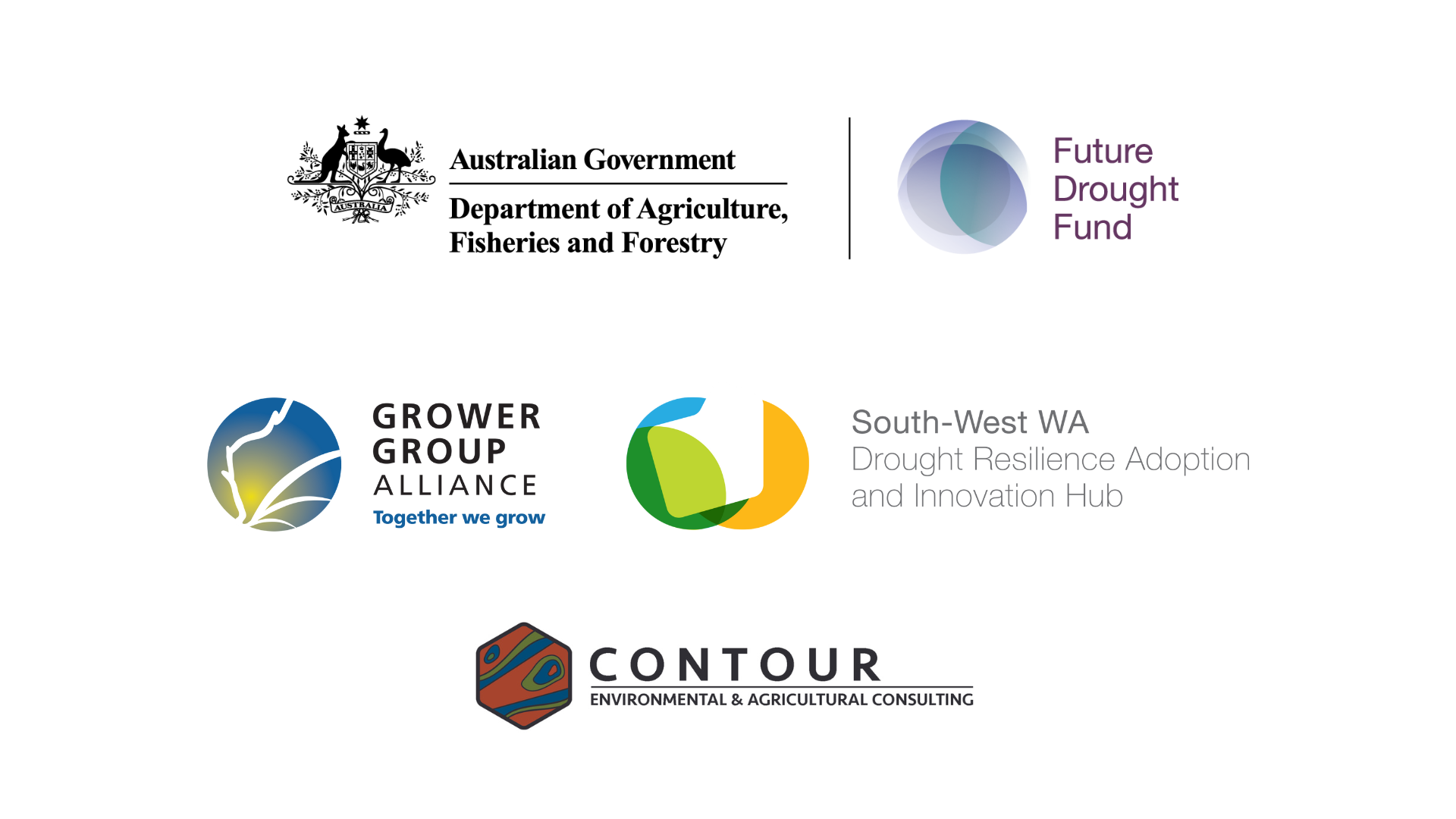 DAFF, FDF, GGA, South-West WA Hub and Hub Contour logos